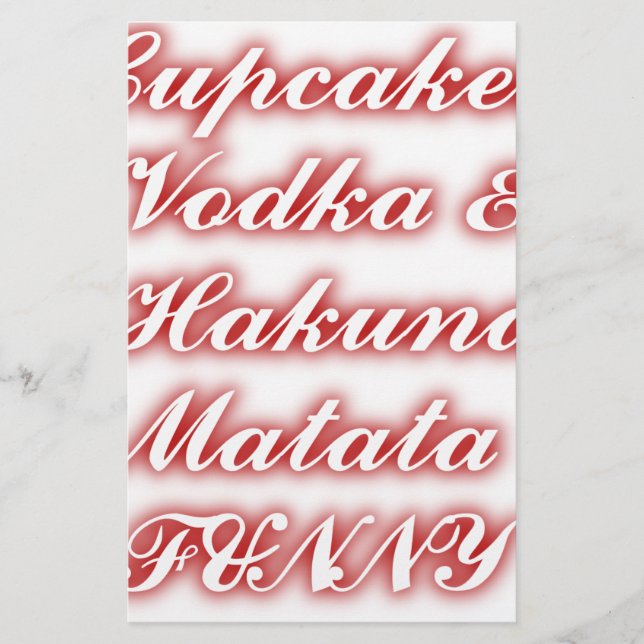 Papeterie Cupcakes Rouge Vodka Hakuna Matata FUNNY. (Devant)