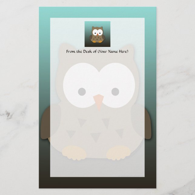 Papeterie Cute Baby Owl Personnalisé (Devant)