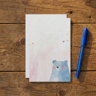 Papeterie Cute Bleu Ours doux pastel arrière - plan