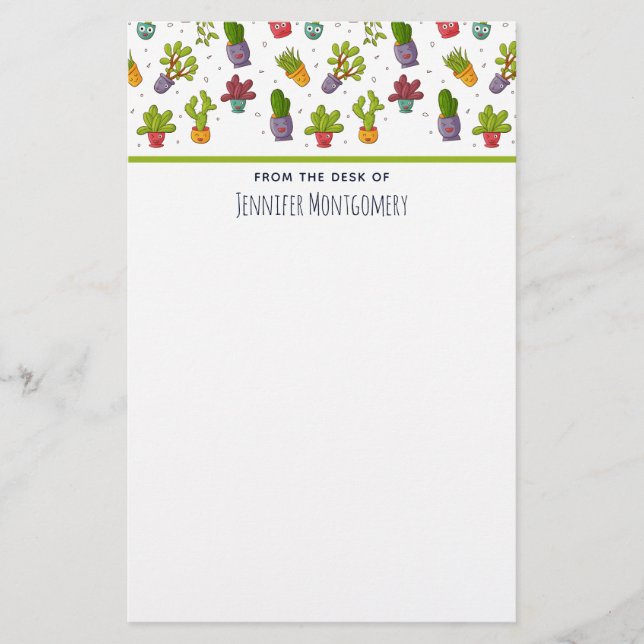 Papeterie Cute Cactus Nature Succulents Motif (Devant)