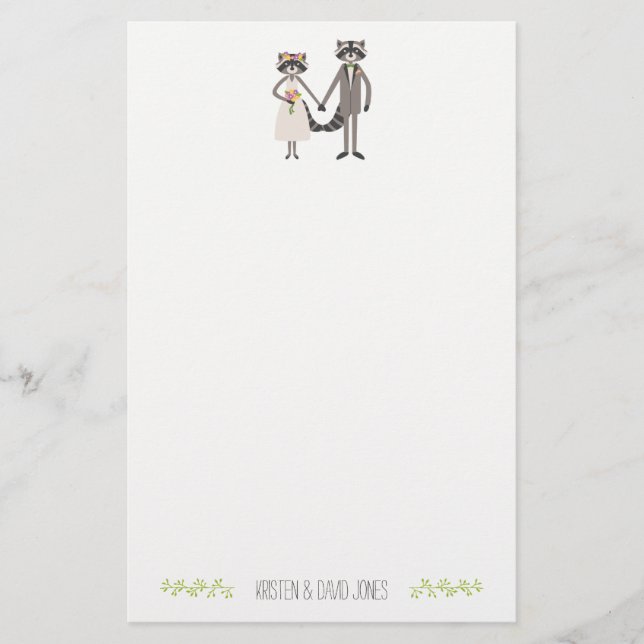Papeterie Cute Forest Raccoons Russe Mariage Personnalisé (Devant)