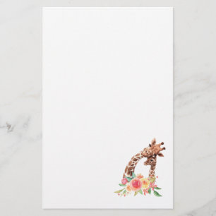Papeterie Cute Giraffe Aquarelle Maman & Bébé