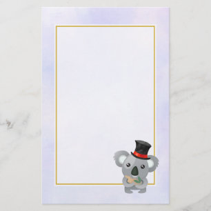 Papeterie Cute Koala dans un chapeau noir