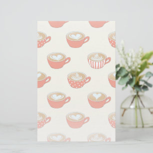 Papeterie Cute Latte Art dans le Motif de Mugs de café rouge
