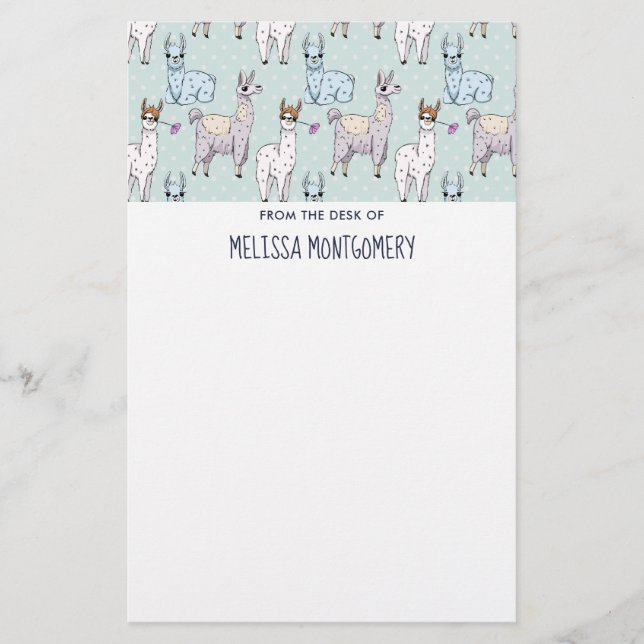Papeterie Cute Llama Motif Pois (Devant)