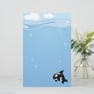 Papeterie Cute Orca Whale en Océan Bleu clair
