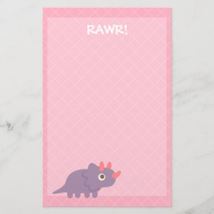 Papeterie Cute Purple triceratops dinosaure Papier à lettres