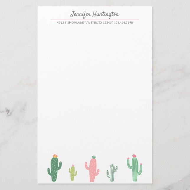 Papeterie Cute Retro Girly Succulent Cactus (Devant)