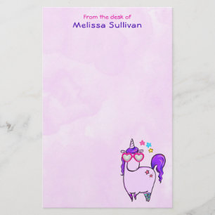 Papeterie Cute Unicorne dans les lunettes en forme de coeur
