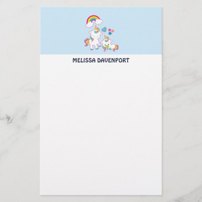 Papeterie Cute White Unicorns Magical Mama & Baby (Devant)