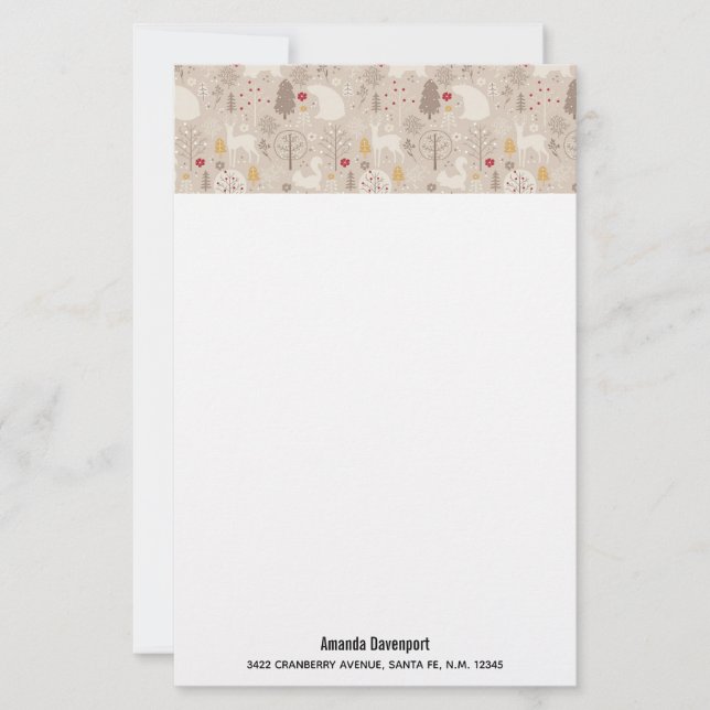 Papeterie Cute Woodland Animaux Motifs nordiques (Devant)