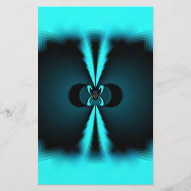 Papeterie Cyan et Black Abstrait Art Print (Devant)