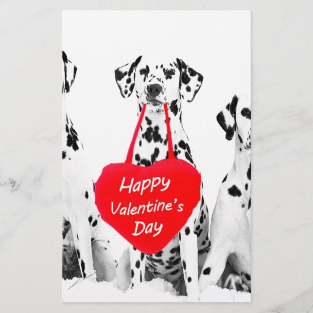 Papeterie Dalmatiens Heureuse Sainte-Valentin de coeur de ch (Devant)