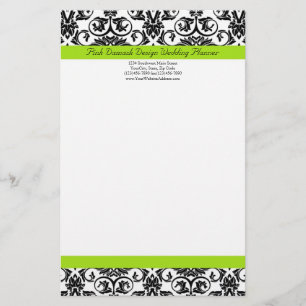 Papeterie Damas noir/blanc avec bande d'accents vert de la C