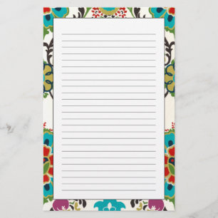 Papeterie Damask Floral Patterns Plum Turquoise