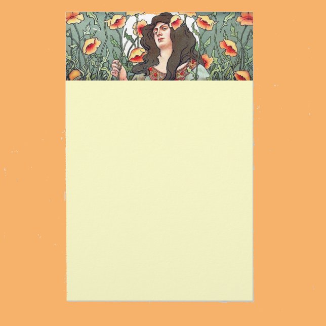 Papeterie Dame Art Nouveau avec fleurs fixes (Créateur téléchargé)