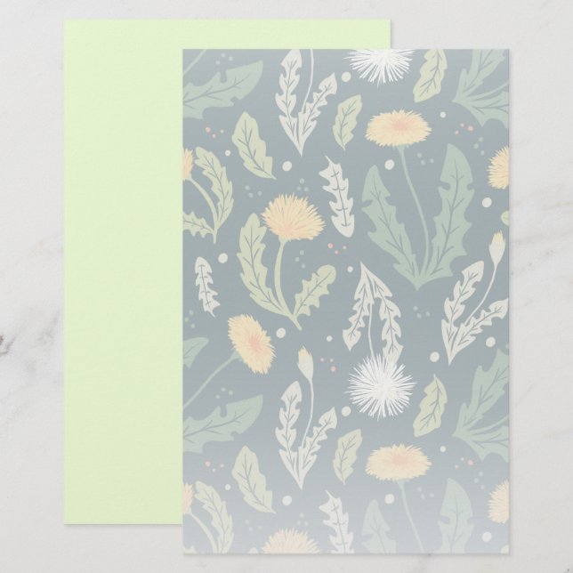 Papeterie Dandelion Floral Weed Motif (Devant / Derrière)