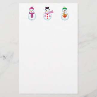 papeterie de 3 bonhommes de neige