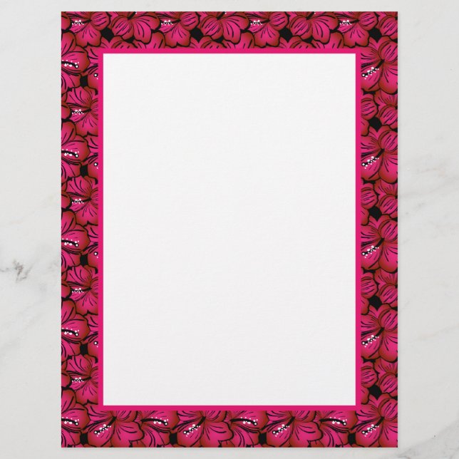 Papeterie de bordure d'hibiscus fuchsia à personna (Devant)
