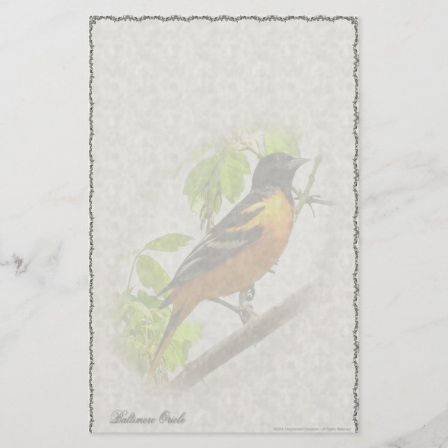 Papeterie de coutume de Baltimore Oriole (Devant)