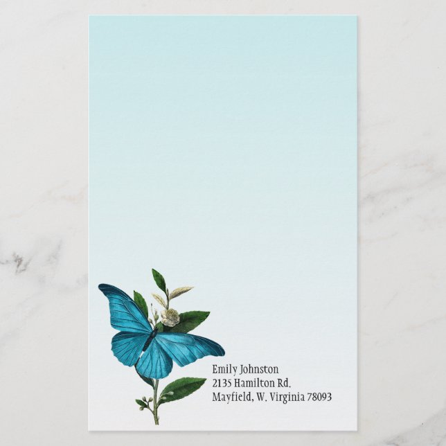 Papeterie de coutume d'Ombre de papillon de bleu (Devant)
