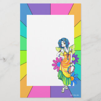 Papeterie de fée d'enfant de fleur d'arc-en-ciel