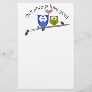 Papeterie De hibou amour toujours vous, art mignon de hiboux