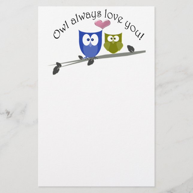 Papeterie De hibou amour toujours vous, art mignon de hiboux (Devant)