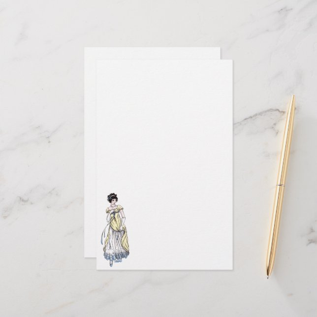 Papeterie de mode Régence - Dame #1 (Devant/Arrière en situation)