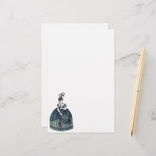 Papeterie de mode Régence - Dame #4 (Devant/Arrière en situation)
