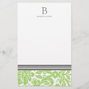 Papeterie de monogramme de mariage damassé de