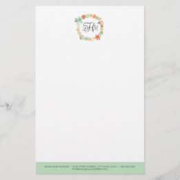 Papeterie de monogramme Floral doux