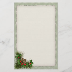 Papeterie de Noël de cône de houx et de pin