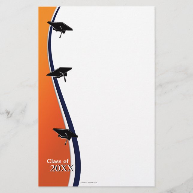 Papeterie de papier orange et bleue de note (Devant)