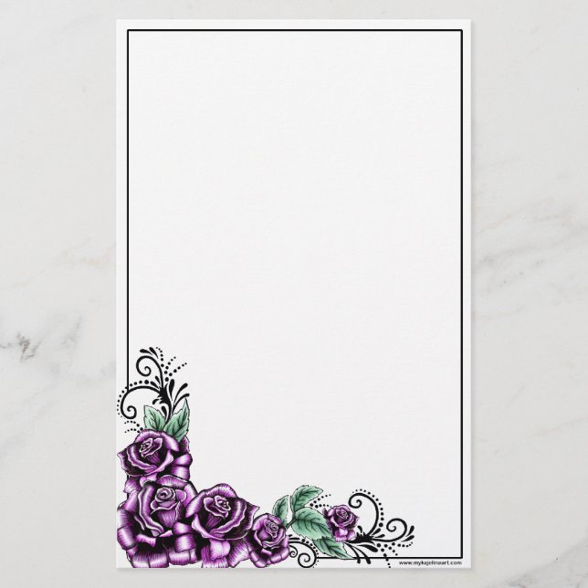 Papeterie de Valentine de tatouage de rose de rose (Devant)