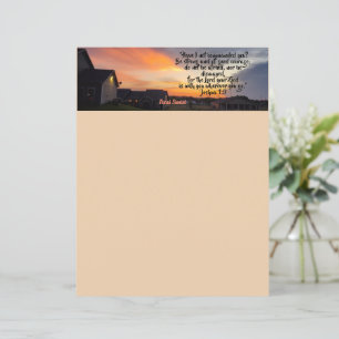 Papeterie de verset biblique avec un coucher de so