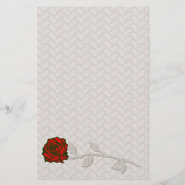Papeterie Dentelle romantique et Rose stationnaire (Devant)