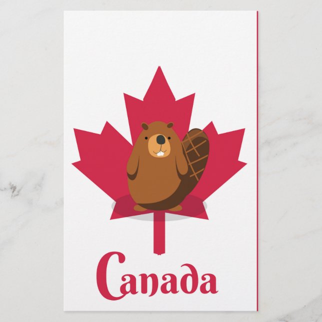 Papeterie Dessin de caricature canadien sur les castors (Devant)