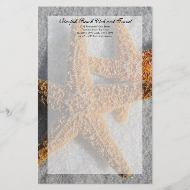 Papeterie Deux étoiles de mer dans le sable, Mariage plage (Devant)