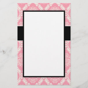 Papeterie deux rose et crème élégant pastel doux damassé