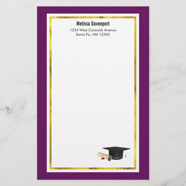 Papeterie Diplôme et diplôme en violet (Devant)
