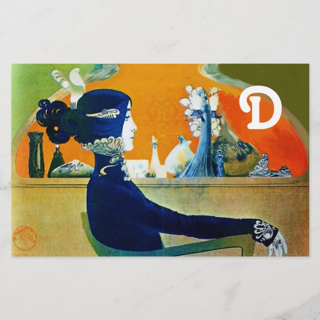 PAPETERIE DIVA EN BLEU, MONOGRAMME DE MODE BEAUTÉ (Devant)