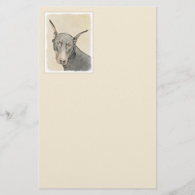 Papeterie Doberman Pinscher Peinture - Art Chien original (Devant)