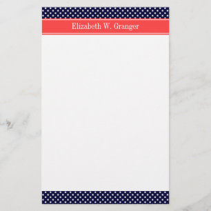 Papeterie Dots Coral Name Monogram