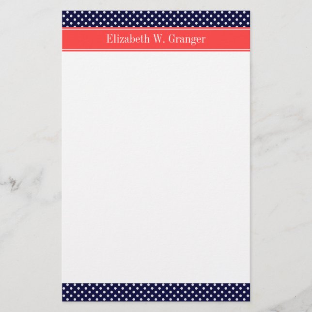 Papeterie Dots Coral Name Monogram (Devant)
