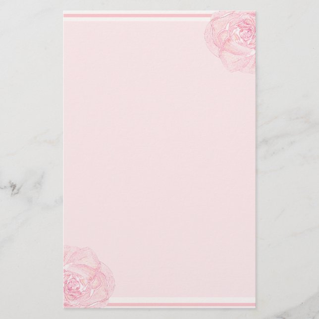 Papeterie Doucement frontière de rose de rose (Devant)