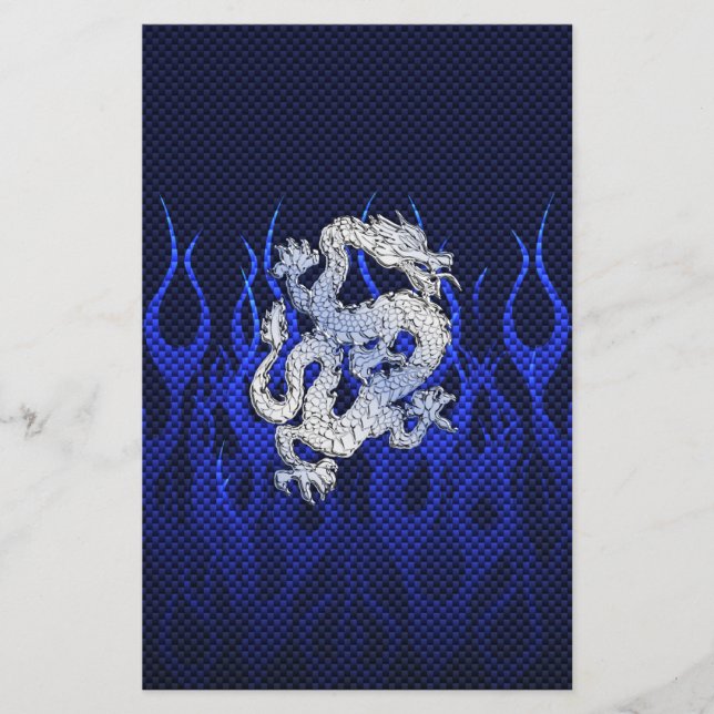 Papeterie Dragon bleu dans les styles de fibres de carbone C (Devant)