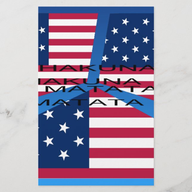 Papeterie Drapeau américain avec Hakuna Matata : Design patr (Devant)