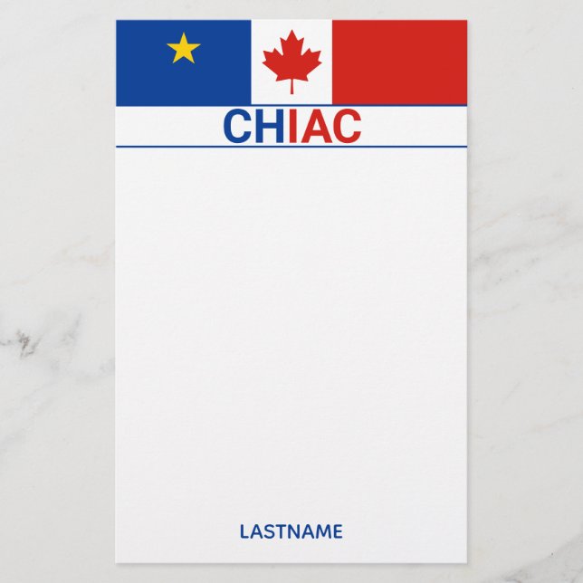 Papeterie Drapeau canadien acadien Chiac Personnaliser (Devant)