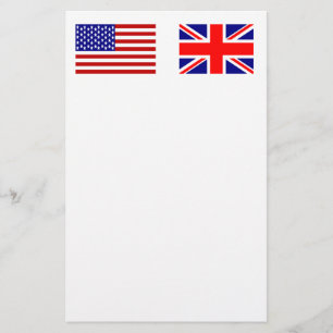 Papeterie Drapeaux Royaume-Uni et États-Unis côte à côte